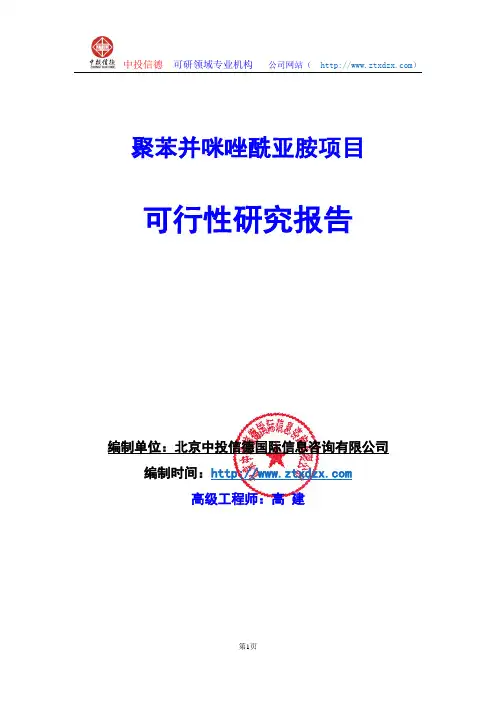 关于编制聚苯并咪唑酰亚胺项目可行性研究报告编制说明