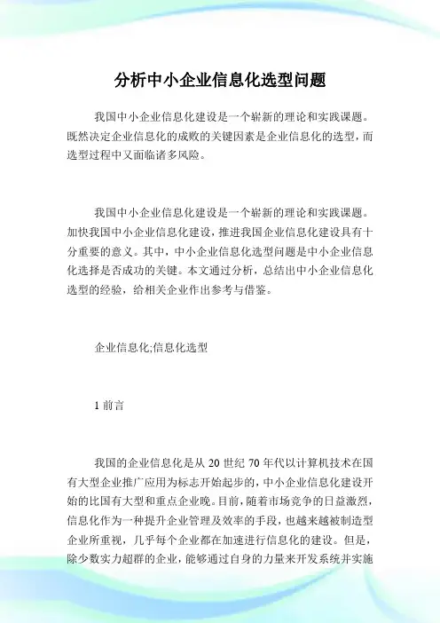 分析中小企业信息化选型问题.doc