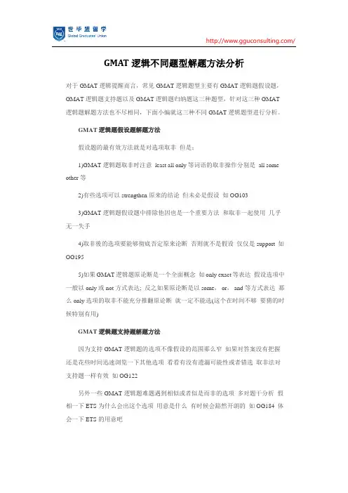 世毕盟：GMAT逻辑不同题型解题方法分析