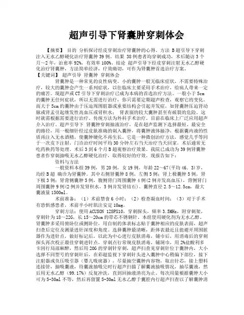 超声引导下肾囊肿穿刺体会
