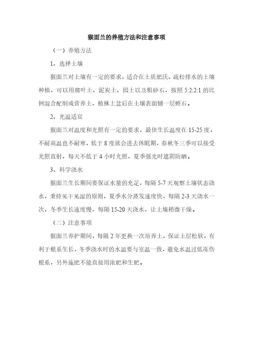 猴面兰的养殖方法和注意事项