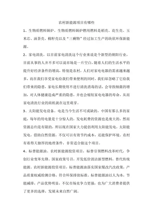 农村新能源项目有哪些