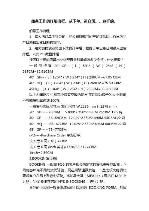 船务工作的详细流程。从下单。进仓图。。这样的。