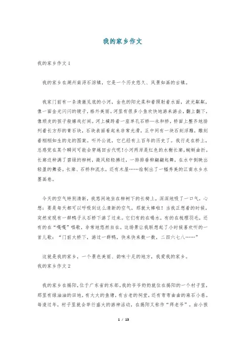 我的家乡作文 2