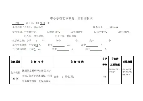 中小学校艺术教育工作自评报表(雷台)