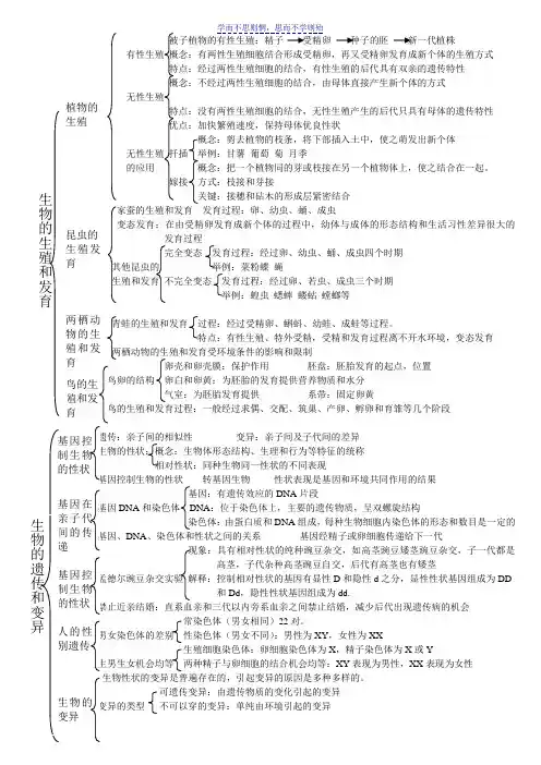 八年级生物知识思维导图整理