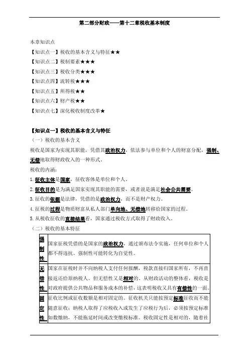 初级经济师基础税收基本制度知识点