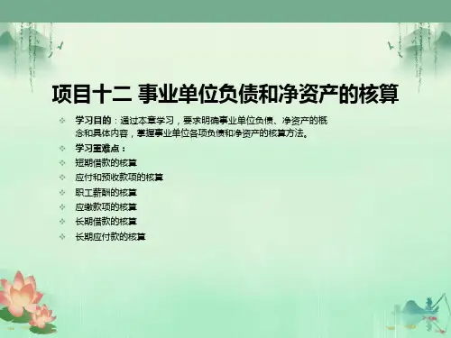 项目十二事业单位负债和净资产的核算