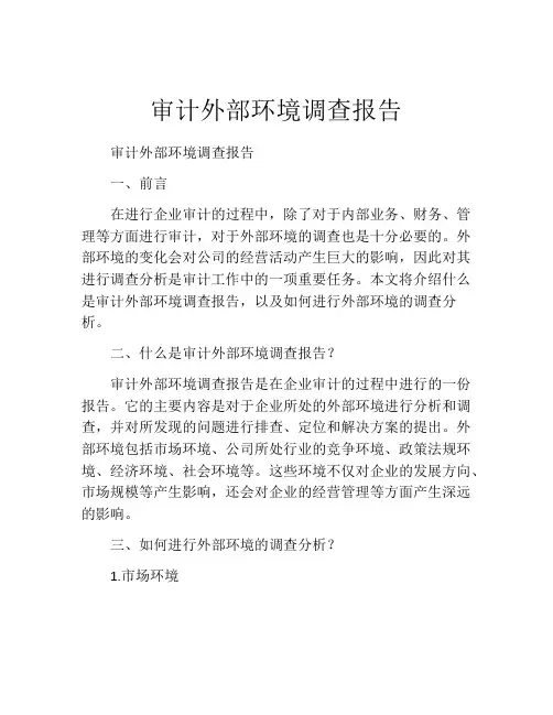 审计外部环境调查报告