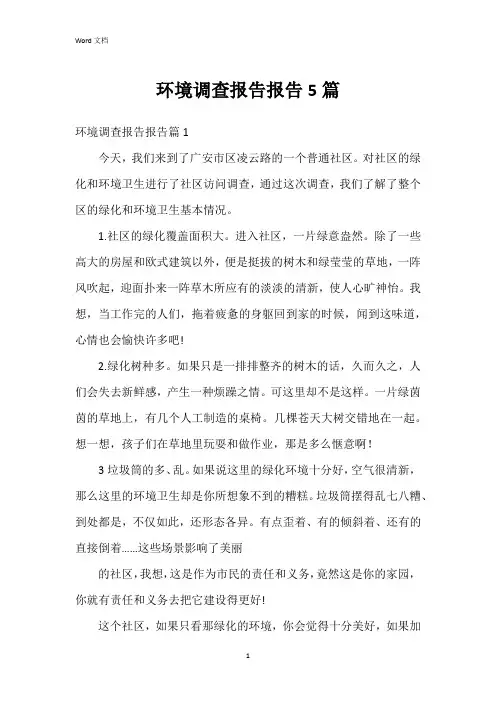 环境调查报告报告5篇
