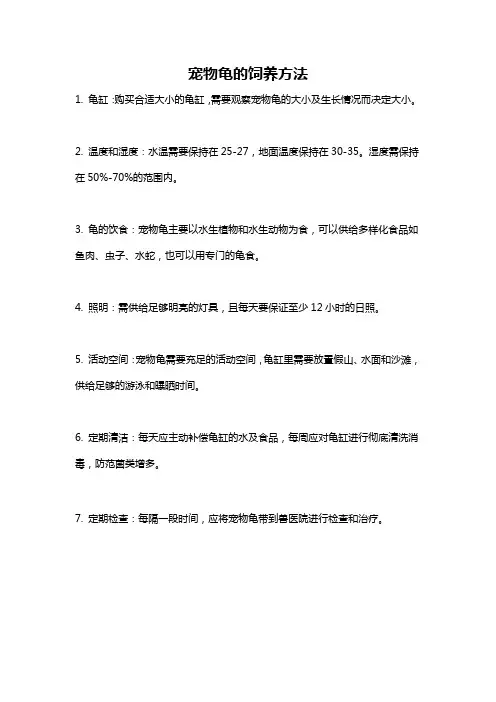 宠物龟的饲养方法