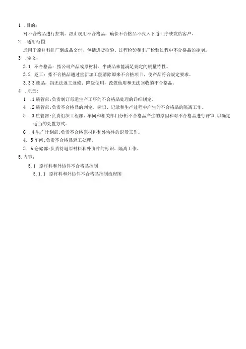 不合格品控制程序(含表单)