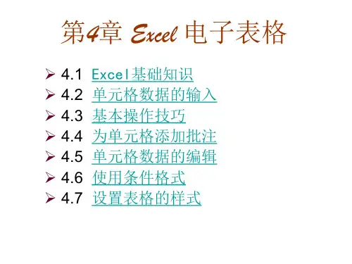 计算机应用基础课件——Excel 电子表格