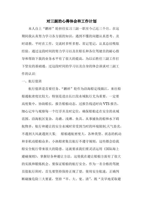 对三副的心得体会和工作计划(最新整理)