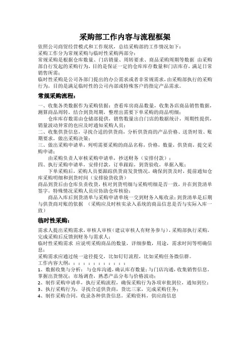 采购部工作内容框架