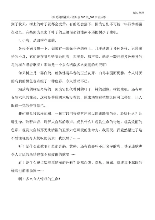 《鸟是树的花朵》读后感600字_600字读后感