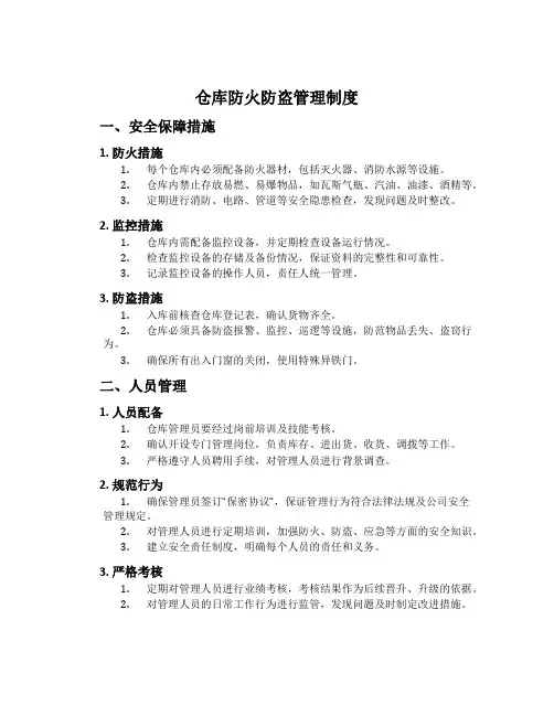 仓库防火防盗管理制度