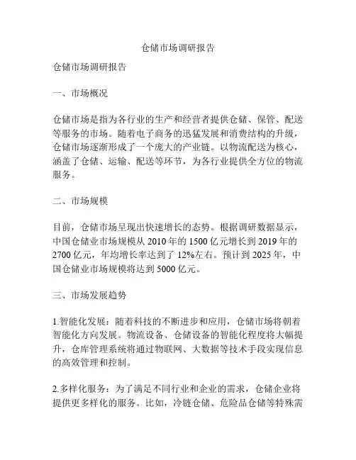 仓储市场调研报告