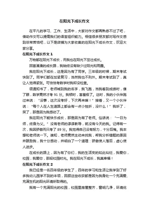 在阳光下成长作文 2