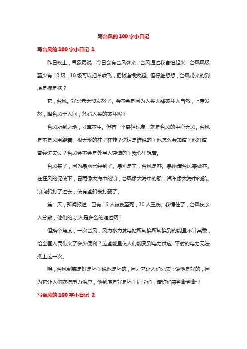写台风的100字小日记
