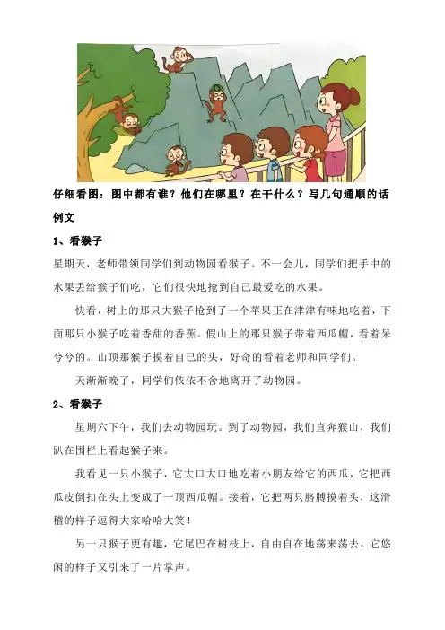 一年级看图写话——看猴子