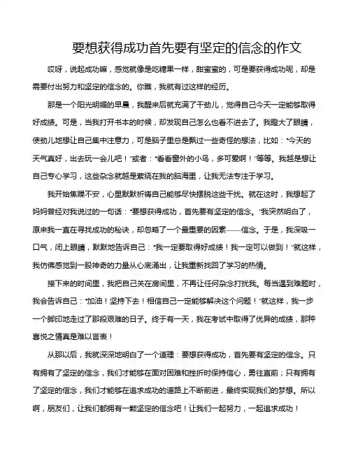 要想获得成功首先要有坚定的信念的作文