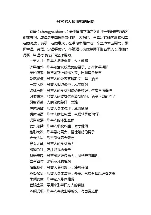 形容男人长得帅的词语
