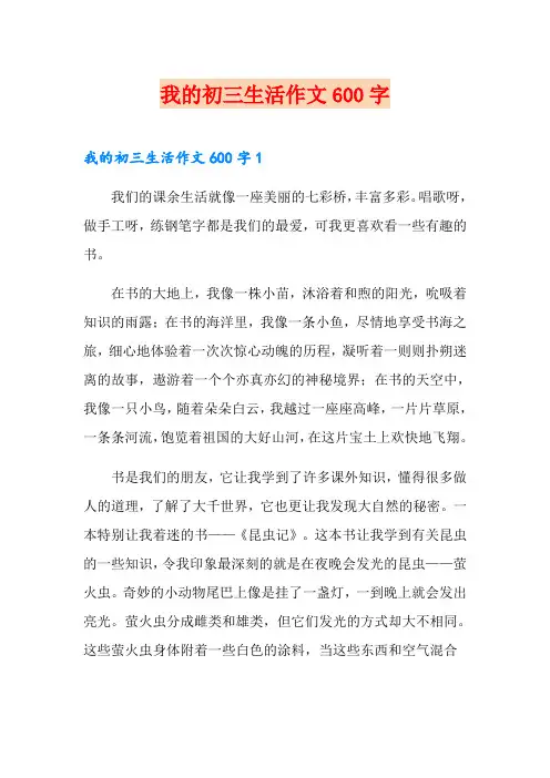 我的初三生活作文600字