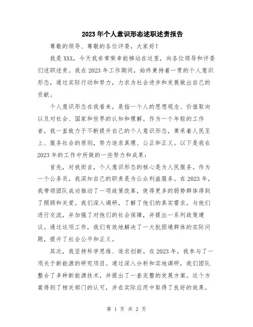 2023年个人意识形态述职述责报告