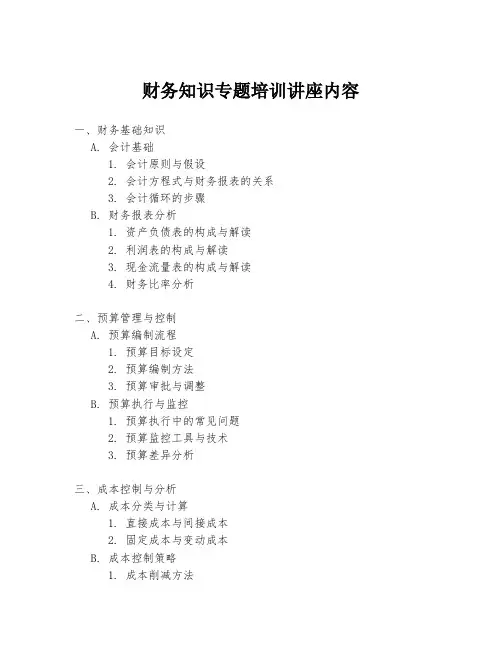 财务知识专题培训讲座内容