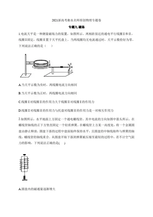 衡水名师原创物理 专题九 磁场