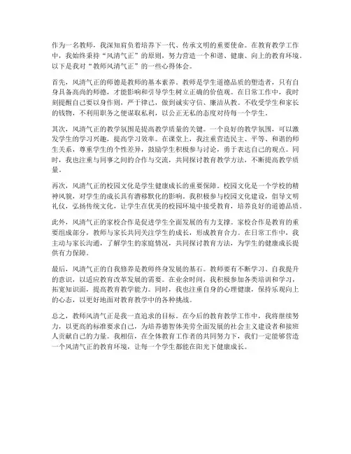 教师风清气正心得体会