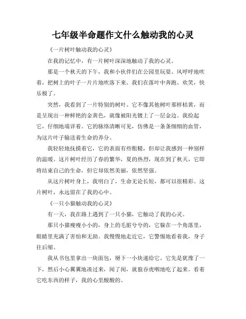 七年级半命题作文什么触动我的心灵