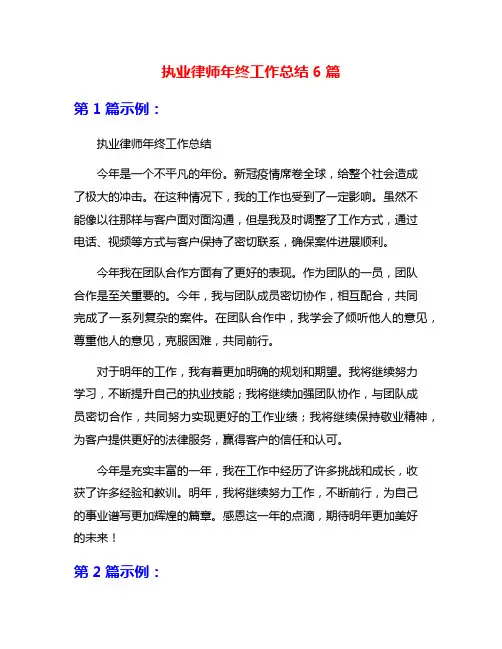 执业律师年终工作总结6篇