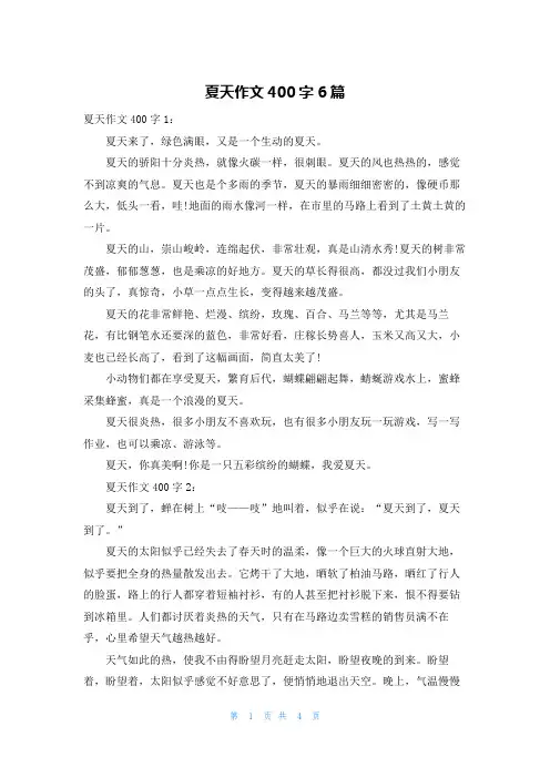 夏天作文400字6篇
