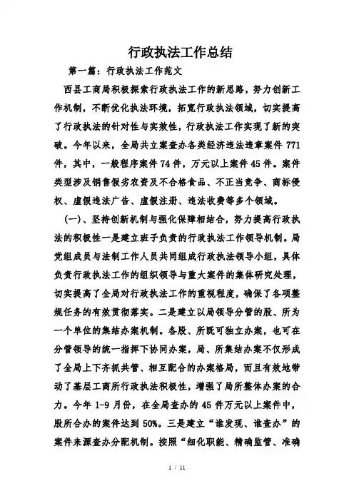 行政执法工作总结