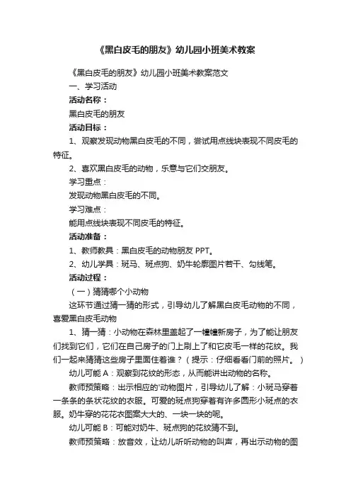 《黑白皮毛的朋友》幼儿园小班美术教案