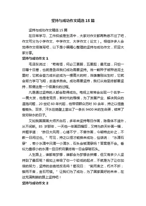 坚持与成功作文精选15篇