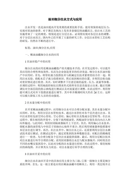 油田细分注水方式与应用