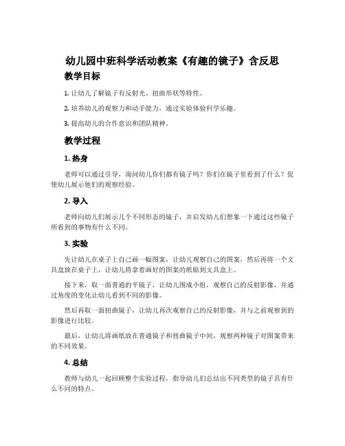 幼儿园中班科学活动教案《有趣的镜子》含反思