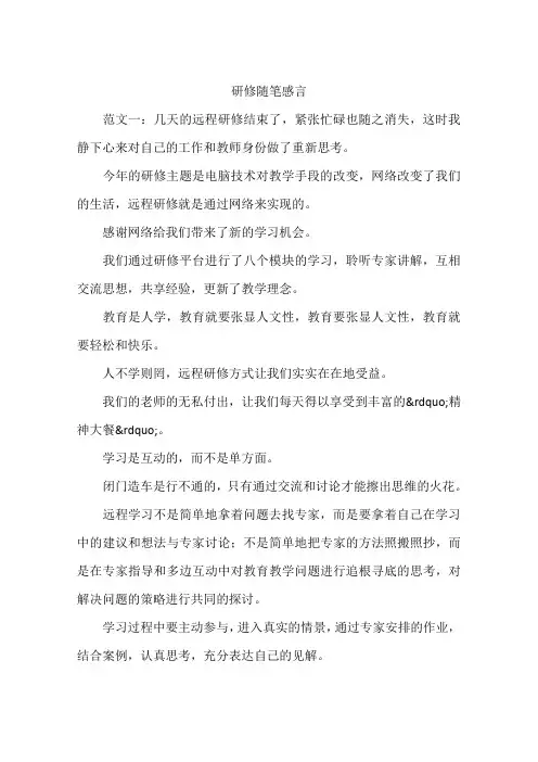 研修随笔感言