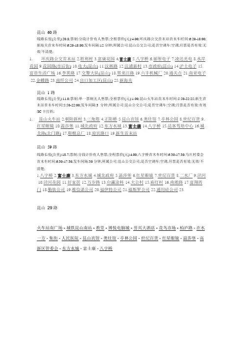 昆山市部分公交路线及各车站截图