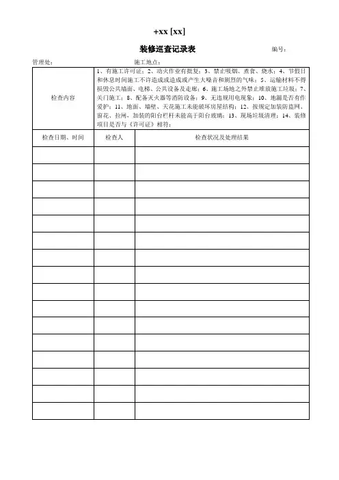 物业管理之装修巡查记录表