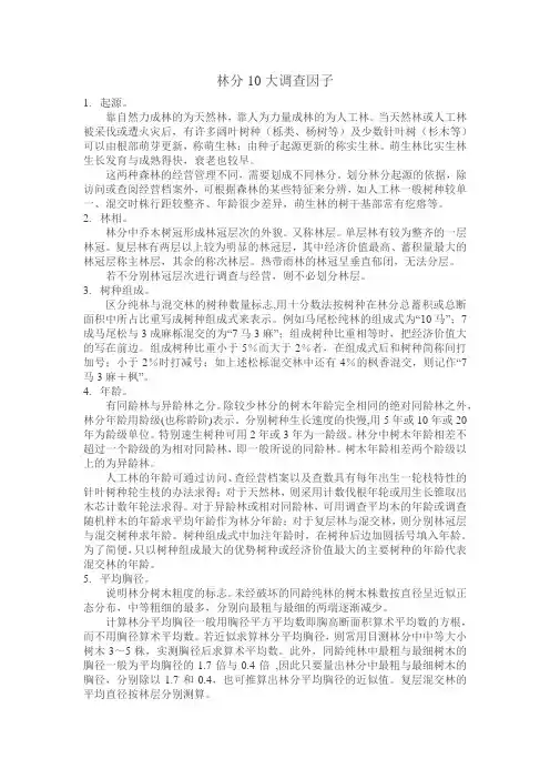 林分10大调查因子