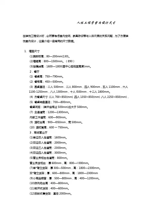 (完整版)人体工程学室内设计尺寸(整理)