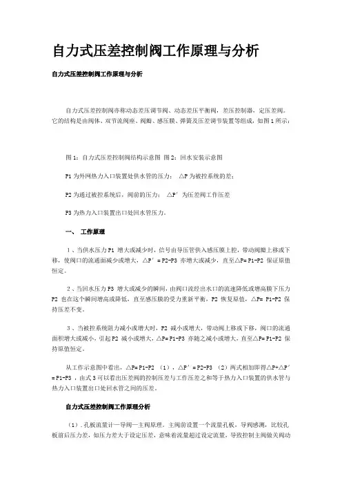 自力式压差控制阀工作原理与分析