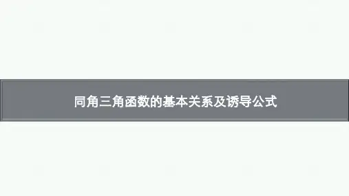 同角三角函数的基本关系及诱导公式-高考复习
