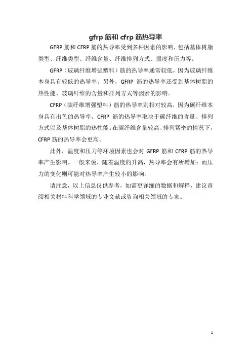 gfrp筋和cfrp筋热导率