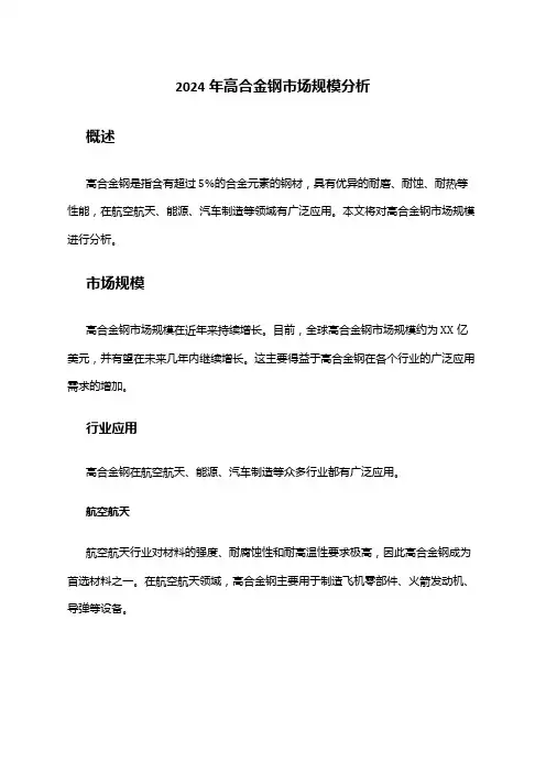 2024年高合金钢市场规模分析