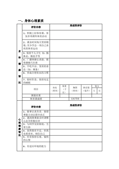 综合素质测评表